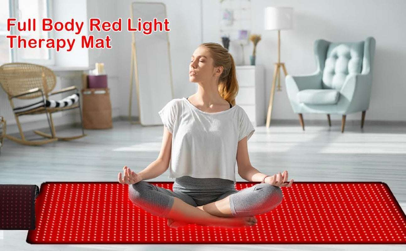 Red Light Therapy Mat for Body with 1560 Leds, Infrared Light Therapy Pad for Full Body Pain Relief, Large Yoga Red Light Mat with Small Bonus Mat (Black 71X23.7 Inch)