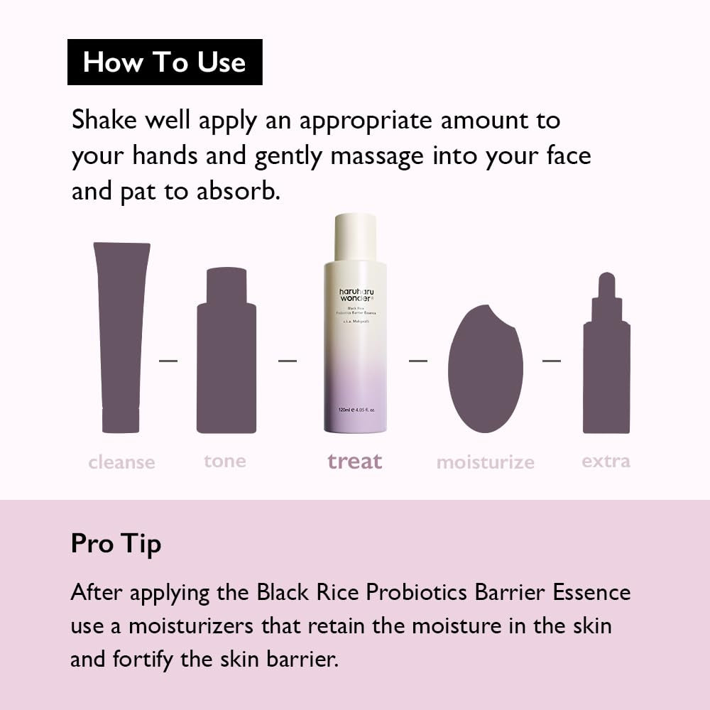 Wonder Black Rice Probiotics Barrier Essence 4.05 Fl. Oz Hydrating Milky Toner for Dry Skin, Soothes, Locks in Moisture, and Reduces Redness by Strengthening the Skin Barrier, Vegan