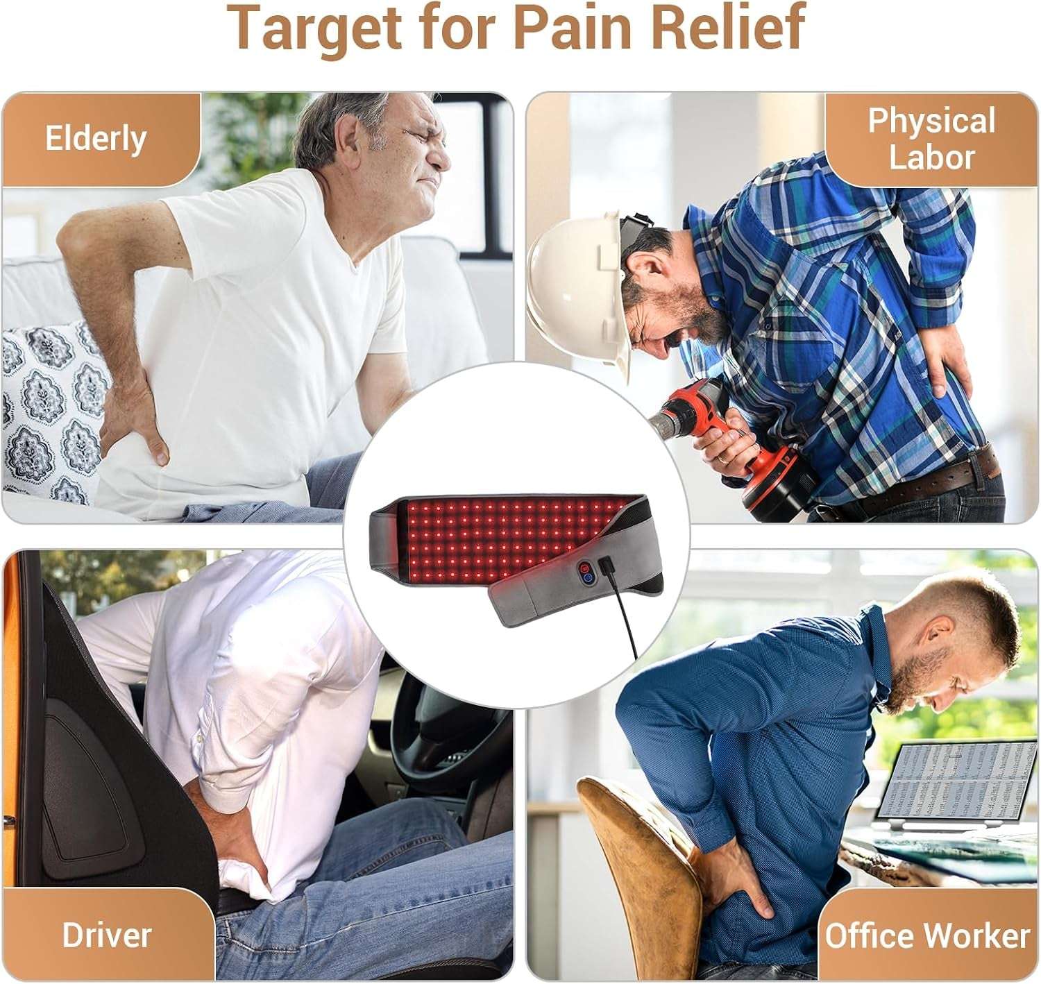 Red Light Therapy Belt with 126 Leds, Infrared Red Light Therapy for Body, 660Nm & 850Nm, 22W Light Wrap with Timer for Back Waist Belly Joint Muscle Pain Relief(Corded)