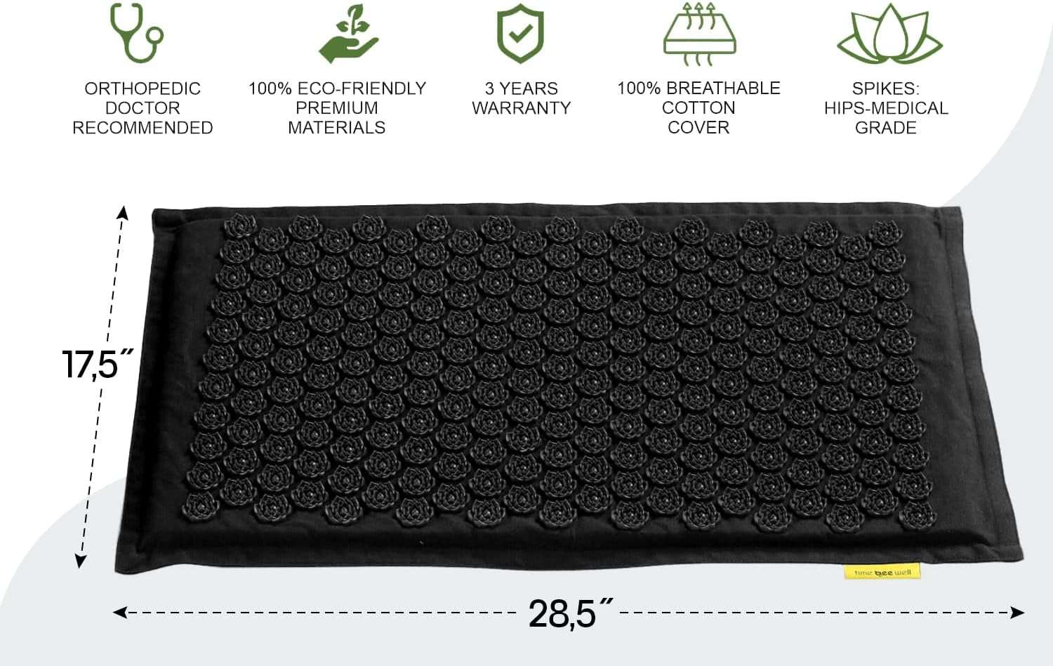 Acupressure Mat and Pillow Set | Acupuncture Mat for Back and Neck Pain Relief | Pranamat Inspired Accupressure Mats for Stress, Sciatic Pain, Feet Massage | Eco-Friendly Travel Bag Included