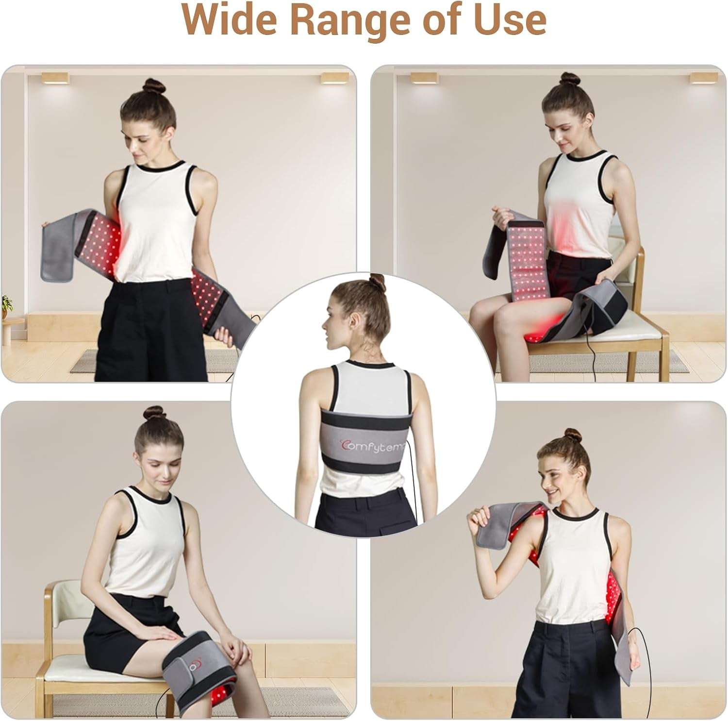 Red Light Therapy Belt with 126 Leds, Infrared Red Light Therapy for Body, 660Nm & 850Nm, 22W Light Wrap with Timer for Back Waist Belly Joint Muscle Pain Relief(Corded)