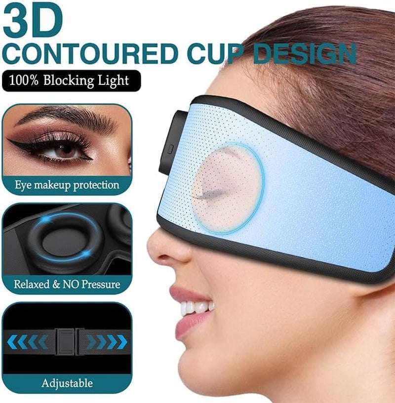 Sleep Headphones 2024 New Sleep Mask Comfortable & Adjustable Sleeping Mask, Zero Eye Pressure,Side Sleepers Sleep Mask with Bluetooth Headphones Ultra-Thin Stereo Speakers Perfect for Sleeping（Skyb）