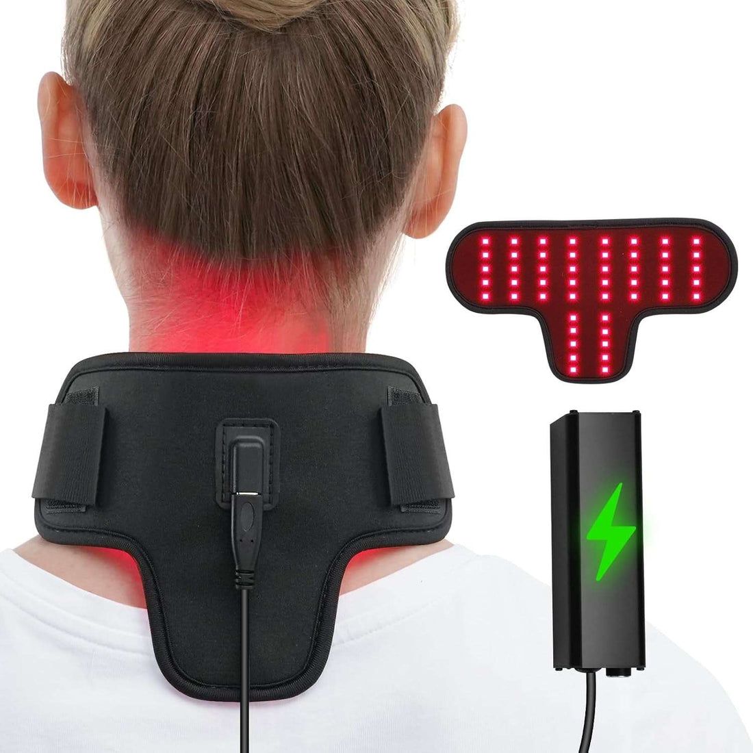 Rechargeable Red Light Therapy for Neck, Portable Red Light Therapy Belt Neck Wrap, near Infrared Red Light Therapy for Body Pain Relief
