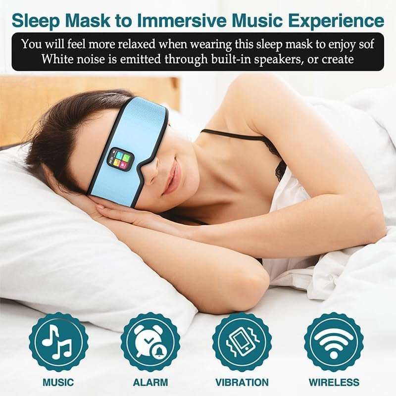 Sleep Headphones 2024 New Sleep Mask Comfortable & Adjustable Sleeping Mask, Zero Eye Pressure,Side Sleepers Sleep Mask with Bluetooth Headphones Ultra-Thin Stereo Speakers Perfect for Sleeping（Skyb）