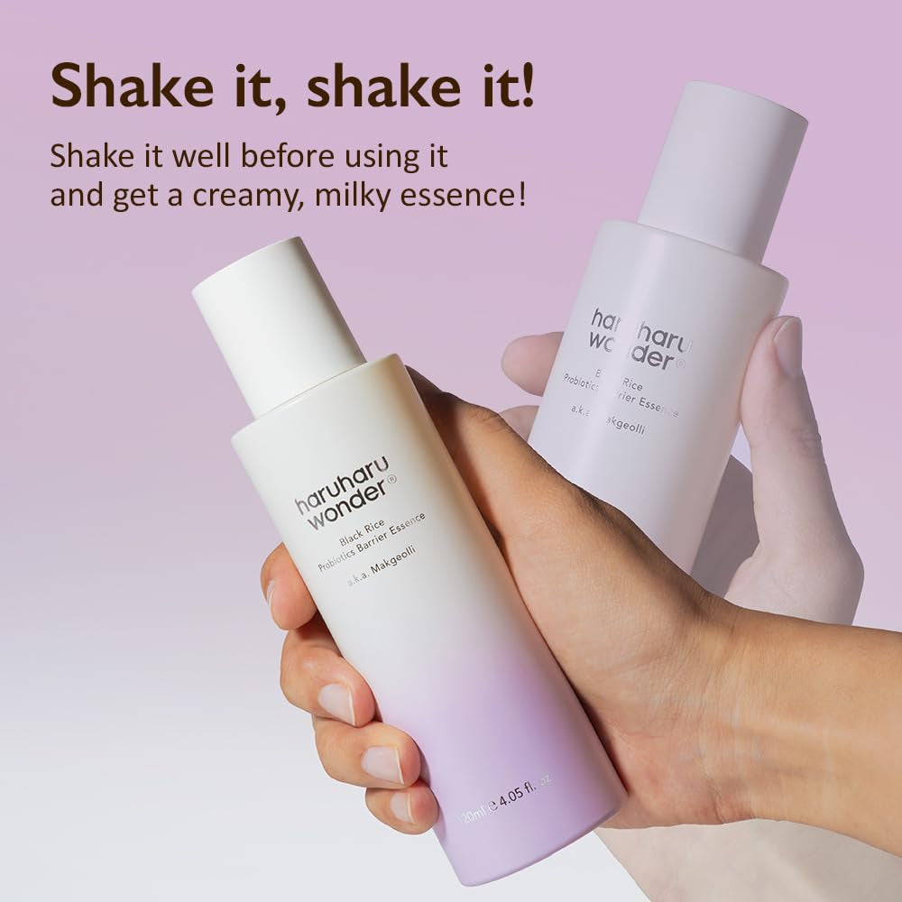 Wonder Black Rice Probiotics Barrier Essence 4.05 Fl. Oz Hydrating Milky Toner for Dry Skin, Soothes, Locks in Moisture, and Reduces Redness by Strengthening the Skin Barrier, Vegan