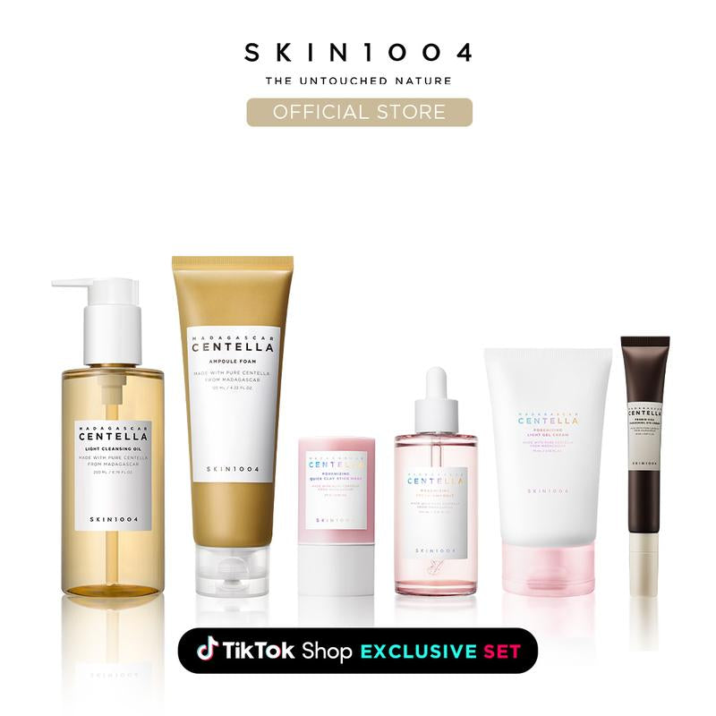 [SKIN1004 Official Shop] Complete Pore Care Ritual Set | No.1 Cleansing Oil + Low Ph Foam + Pink Clay Stick Mask + Fresh Ampoule + Gel Cream + Wrinkle Care Eye Cream Milky Lightweight