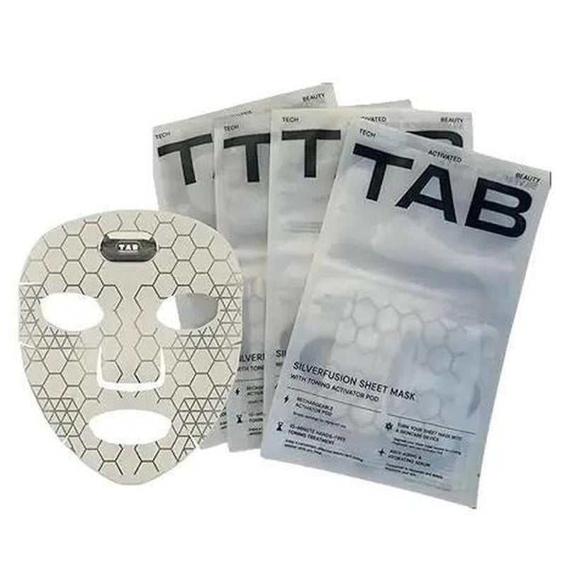 Tech Activated Beauty 4 Silverfusion Sheet Masks + Activator Pod - anti Aging Serum for Skin Renewal, Plumps Fine Lines, Hydrating Skincare
