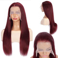 32 Inch 99J Burgundy Lace Front Wigs Human Hair 13X6.5 Straight HD Lace Front Wigs Human Hair 250% Density Glueless Straight Wigs Human Hair Pre Plucked with Baby Hair (99J Burgundy Wigs, 32 Inch)