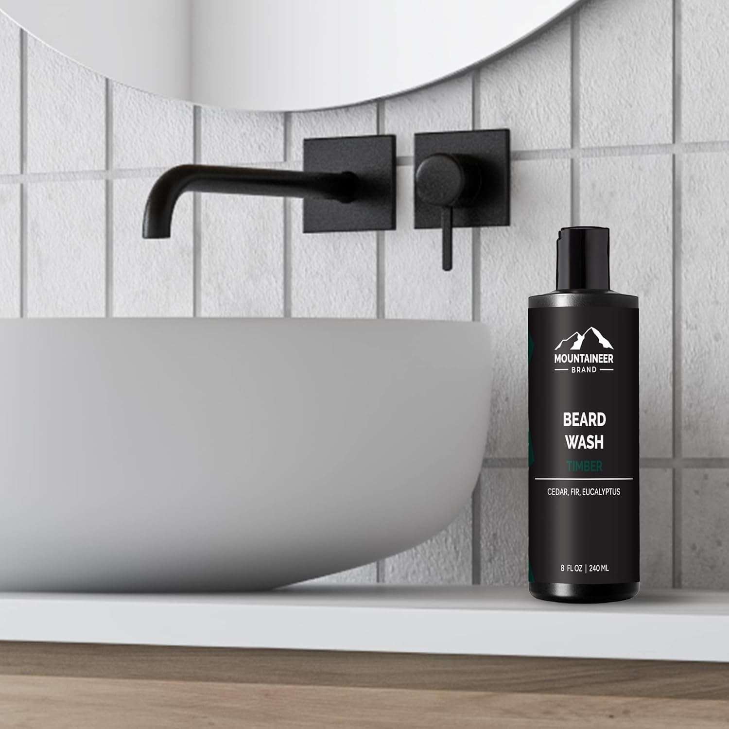 Beard Wash for Men | 100% Natural Beard Shampoo | Thick Cleaning Softening Lather for Hair and Skin | Hydrate and Detangle | Grooming Treatment | WV Timber Scent 8Oz