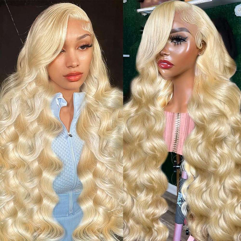 613 Lace Front Wig - 13X6 HD Transparent Lace, 180 Density Blonde Human Hair Wig Pre Plucked with Baby Hairs