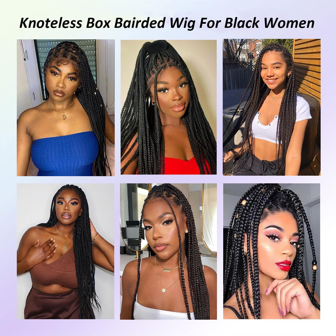 Runm 36" Full Double Lace Front Box Braided Wigs for Black Women Braids Lace Frontal Wig Synthetic Black Hand Braided Wigs with Baby Hair for Women(Ombre Blonde)