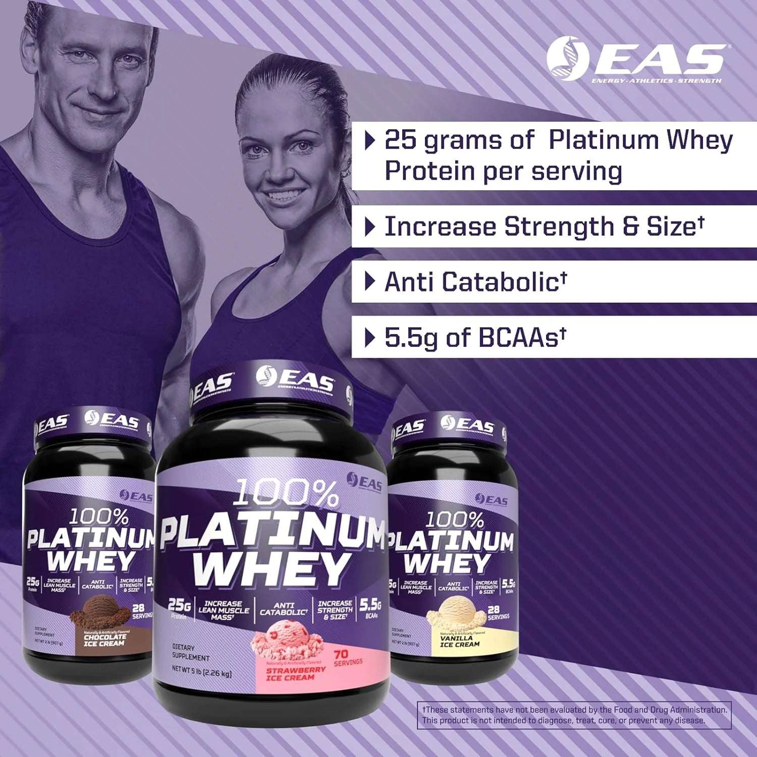 100% Platinum Whey Powder - 25G Protein, anti Catabolic, 5.5G Bcaas - 5Lb Chocolate Ice Cream