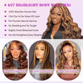 Ombre Lace Front Wig Human Hair 4/27 13X4 HD Body Wave Highlight Lace Front Wig Human Hair Pre Plucked with Baby Hair 180% Density Glueless Lace Front Wigs Human Hair 20Inch