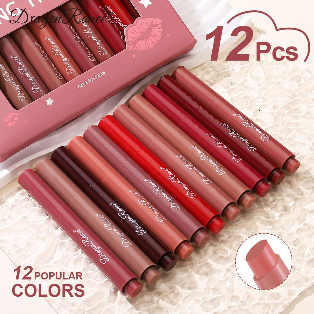 12 Colors Dewy Melting Lipstick High-Shine Glow & Wet Look Glossy Finish Lip Color, Vivid Color Gloss Lip Makeup,Lip Stain for Women