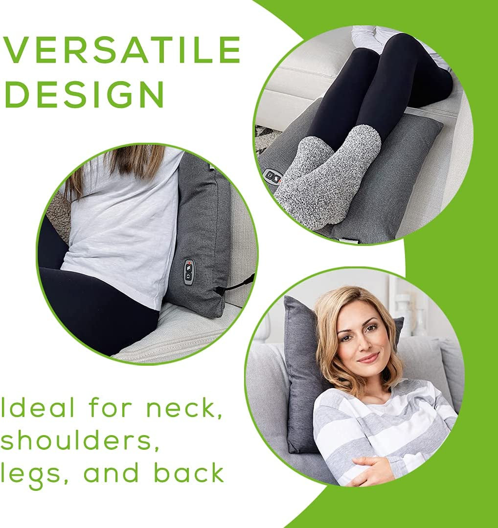 Shiatsu Back and Neck Massager | Kneading Deep Tissue Massage Pillow with Heat | Shiatsu Massager for Neck, Shoulders, Lower Back, Legs | Portable Massage Cushion with Optional Heat, MG134