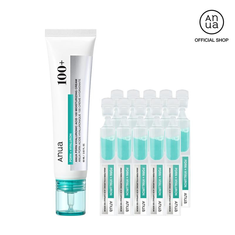 [Anua Official Shop] Deep Hydrating PDRN Duo | PDRN Hyaluronic Acid Moisturizing Cream and Serum Set, Hyaluronicacid, Radiant Plumping Serum, Korean Skincare, Facial Serum Lightweight Moisture