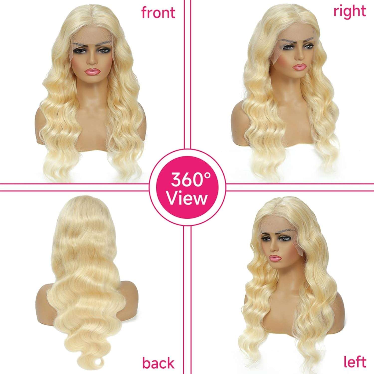 613 Lace Front Wig - 13X6 HD Transparent Lace, 180 Density Blonde Human Hair Wig Pre Plucked with Baby Hairs