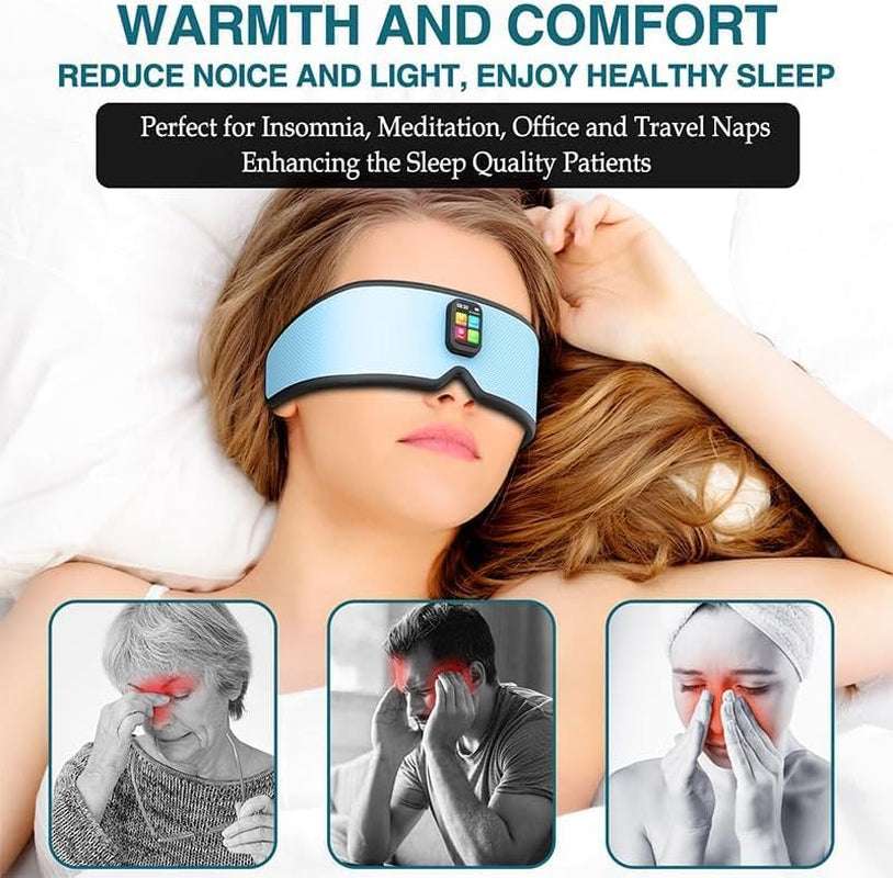 Sleep Headphones 2024 New Sleep Mask Comfortable & Adjustable Sleeping Mask, Zero Eye Pressure,Side Sleepers Sleep Mask with Bluetooth Headphones Ultra-Thin Stereo Speakers Perfect for Sleeping（Skyb）
