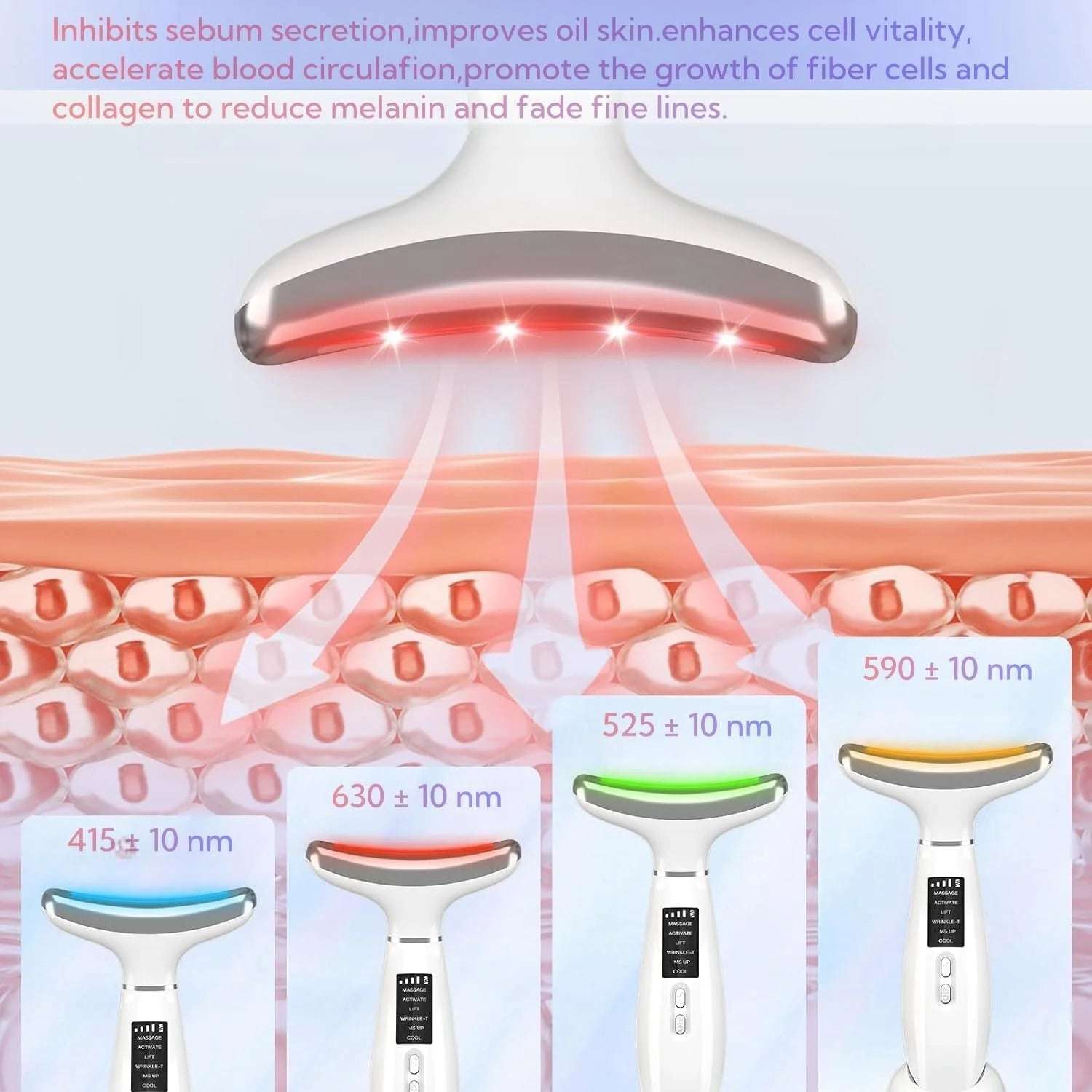 Facial and Neck Beauty Device, Skin Care Face Massager, Multifunctional 6 in 1 Light Therapy Face Sculpting Tool with Vibration, Thermal, Cooling, Microcurrent for Skin Care Routine at Home