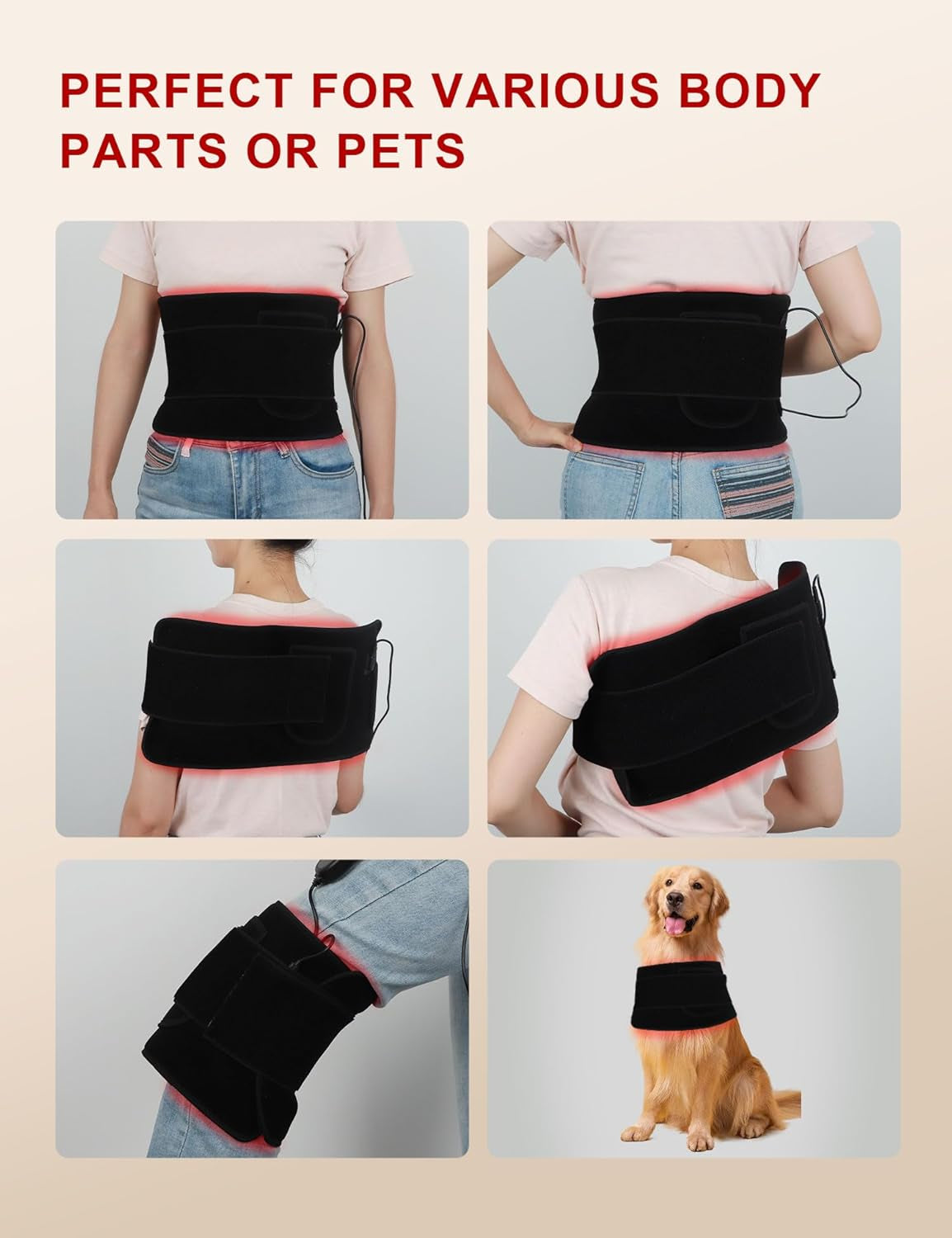 120 Leds Red Light Therapy Belt with 5 Levels Vibration Massage, Pulsed Controller Infrared Light Therapy Wrap for Body Waist Back Muscle Pain Relief, Improve Healing,Black