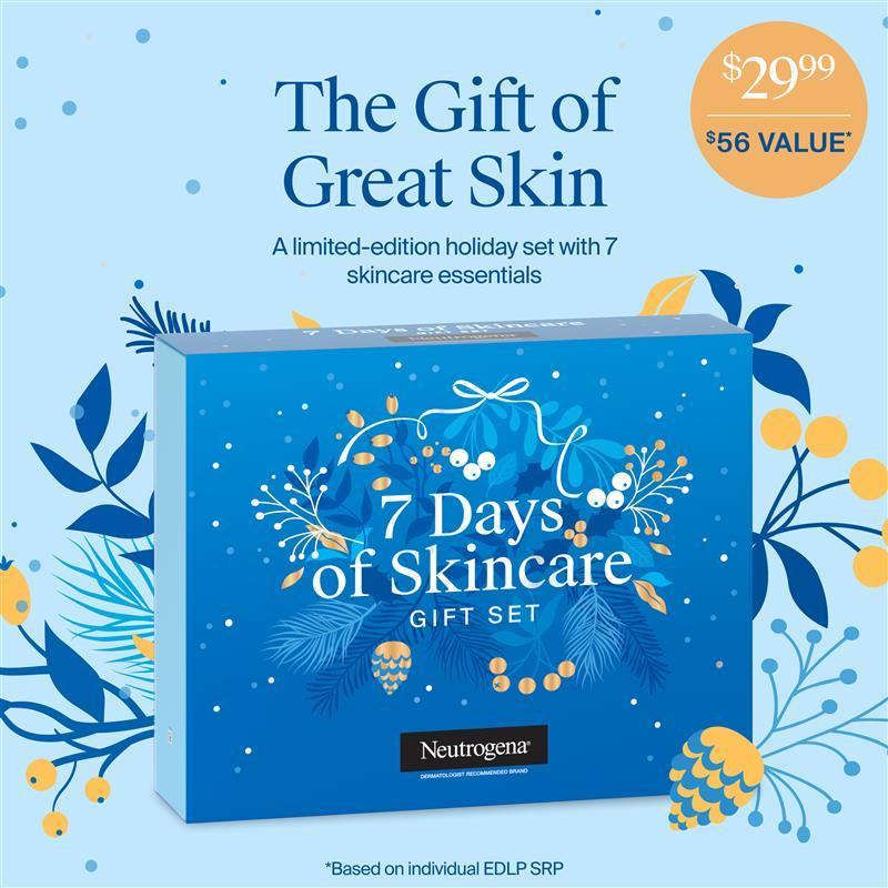 Neutrogena 7 Days of Skincare Advent Calendar Gift Set with 7 Items Including Hydro Boost Water Gel & Moisturizing Face Mask, Skincare Holiday Set