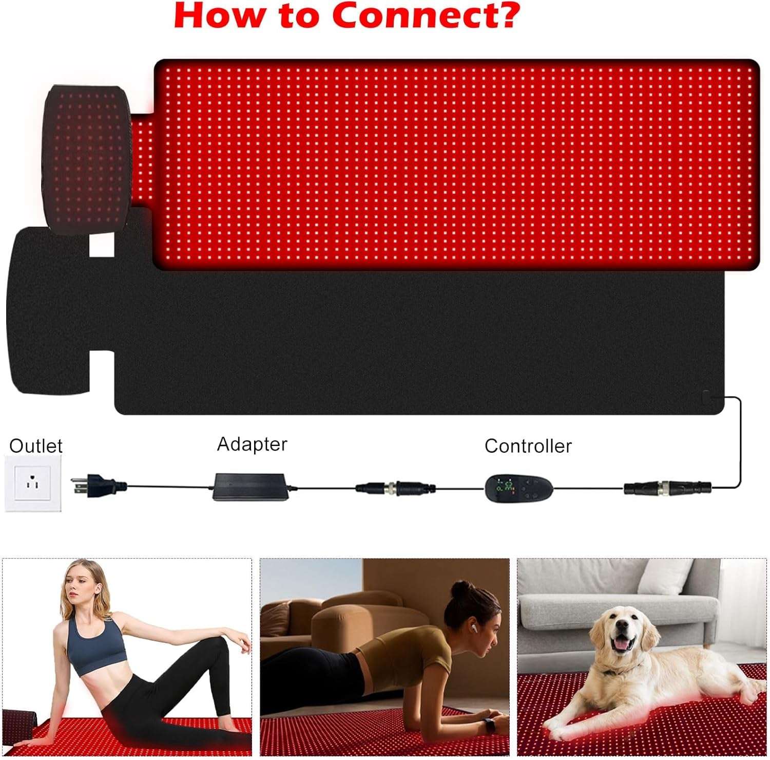 Red Light Therapy Mat for Body with 1560 Leds, Infrared Light Therapy Pad for Full Body Pain Relief, Large Yoga Red Light Mat with Small Bonus Mat (Black 71X23.7 Inch)