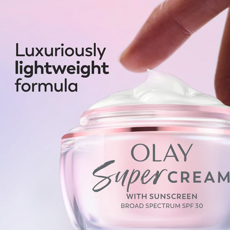 Olay Super Cream with Sunscreen SPF 30, Ultra Lightweight SPF Face Moisturizer 1.7 Oz