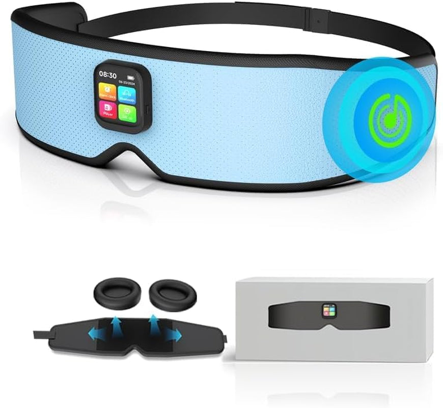 Sleep Headphones 2024 New Sleep Mask Comfortable & Adjustable Sleeping Mask, Zero Eye Pressure,Side Sleepers Sleep Mask with Bluetooth Headphones Ultra-Thin Stereo Speakers Perfect for Sleeping（Skyb）