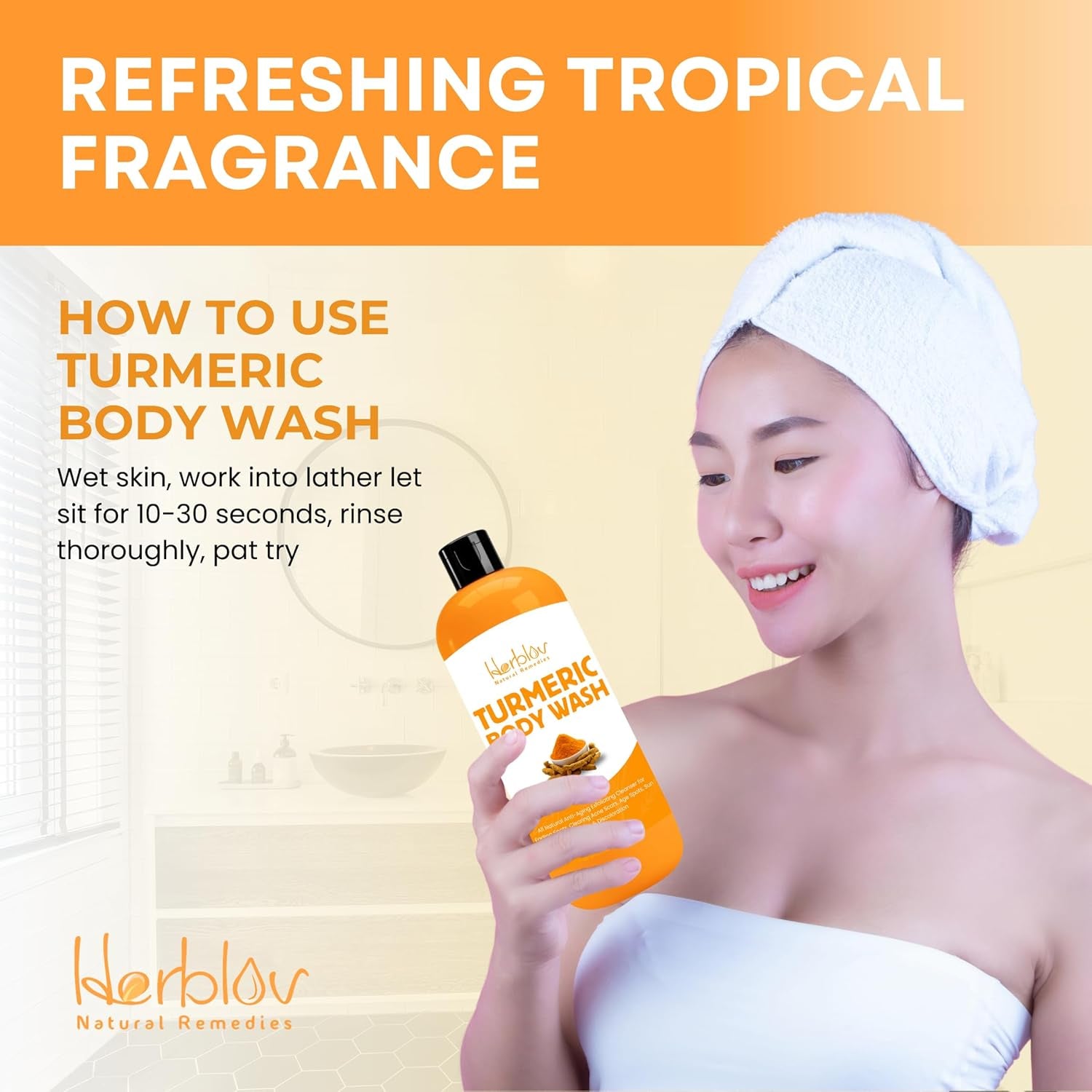 Turmeric Body Wash – Skin Brightening Liquid Soap for Discoloration – Natural anti Aging Exfoliating Turmeric Body Wash for Spots, Acne, Sun Damage – Bath Soap Skincare