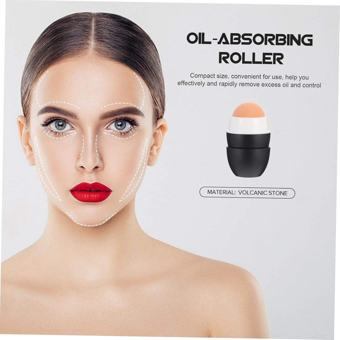 Facial Oil Control Tool Volcanic Stone Rolling Massager Guasha for Face Skin Roller for Oily Skin