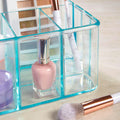 5-Compartment Plastic Organizer, Ocean Mist, Rectangular Divided Makeup and Vanity Storage Bin and Office Desk Caddy, Scalloped Wall Design, Made in USA