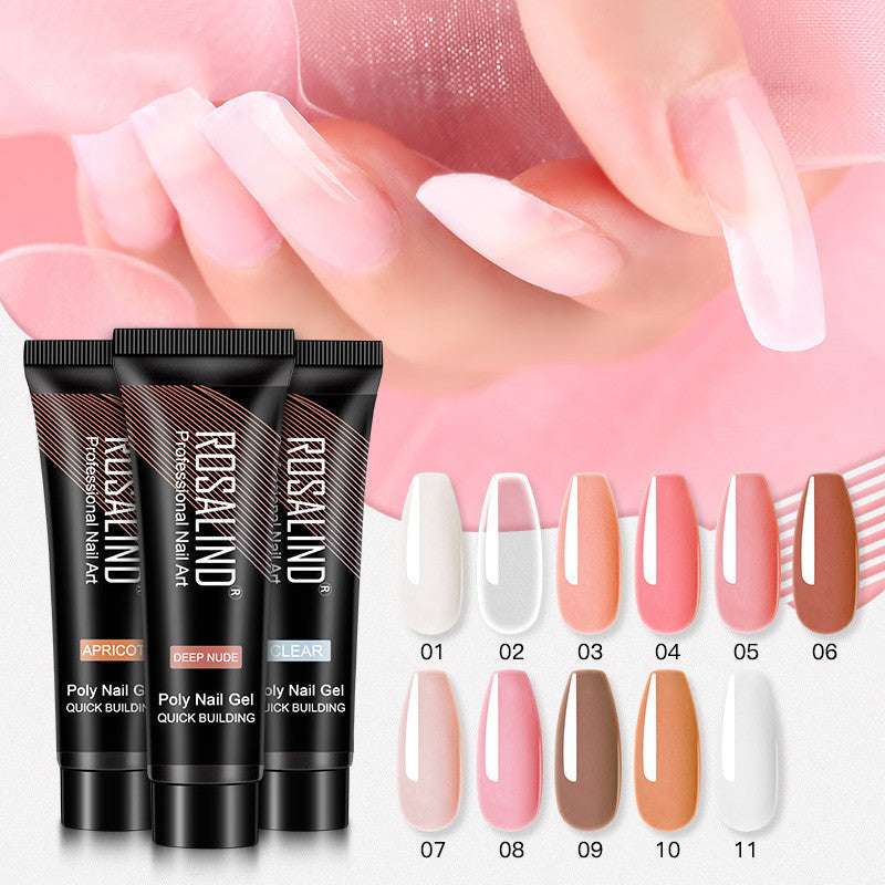 ROSALIND Manicure Extended Glue 15ml UV phototherapy poly nail gel in multiple solid colors with quick building formula