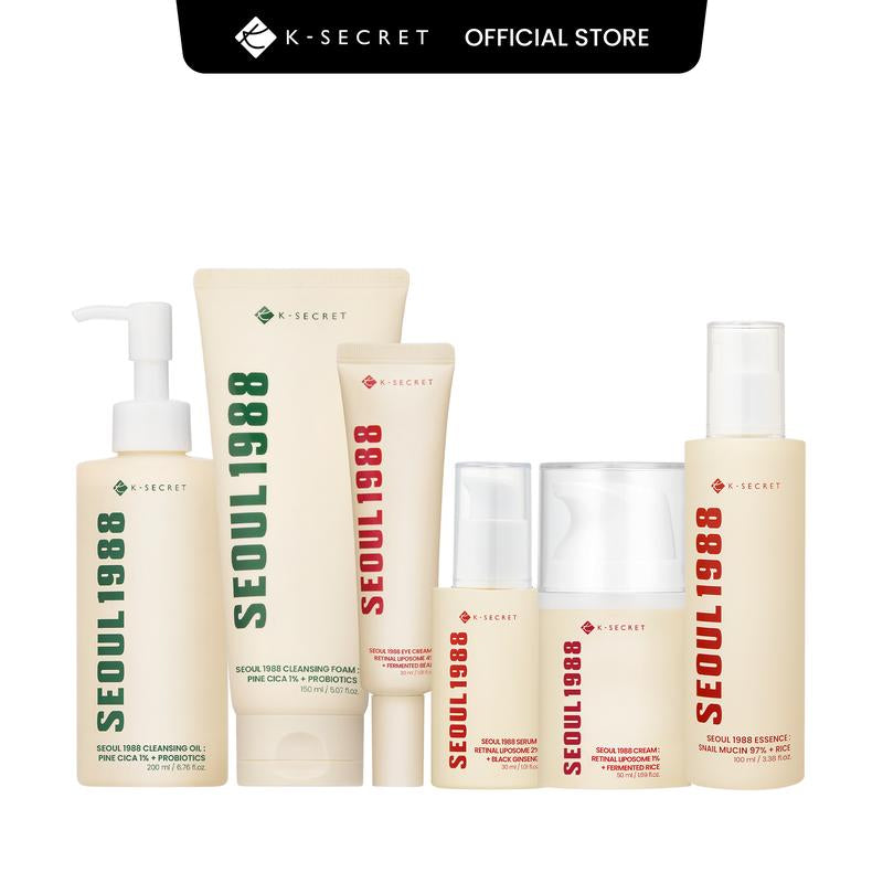 [KSECRET Official] SEOUL 1988 Retinal Night Routine Set | Retinal Serum + Retinal Eye Cream + Retinal Cream + Snail Essence + Cleansing Oil + Cleansing Foam