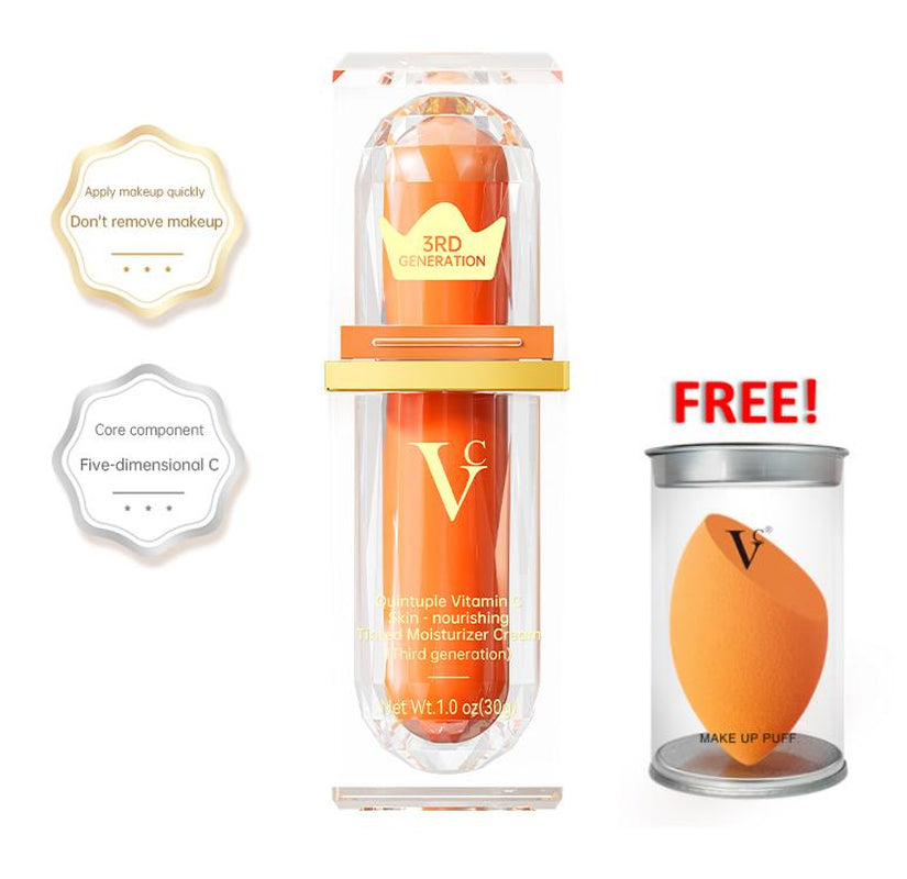 【Vc】5X Vitamin C Glow Tint Moisturizer 24H Hydration + Brightening + SPF Protection | ️ Anti-Aging + Lightweight Coverage，Clean Beauty, Multitasking Moisturizer, Vegan Skincare, Anti-Aging Cream Comfort Moisture Hydrate Hydrating Bb Gentle Moisturizing