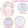 LED Face Mask Light Therapy, Ultra-Light Upgraded Red Light Therapy for Face, 7-1 Colors L E D Facial Skin Care Mask, 7 Colors Portable Rechargeable Skin Treatment Mask