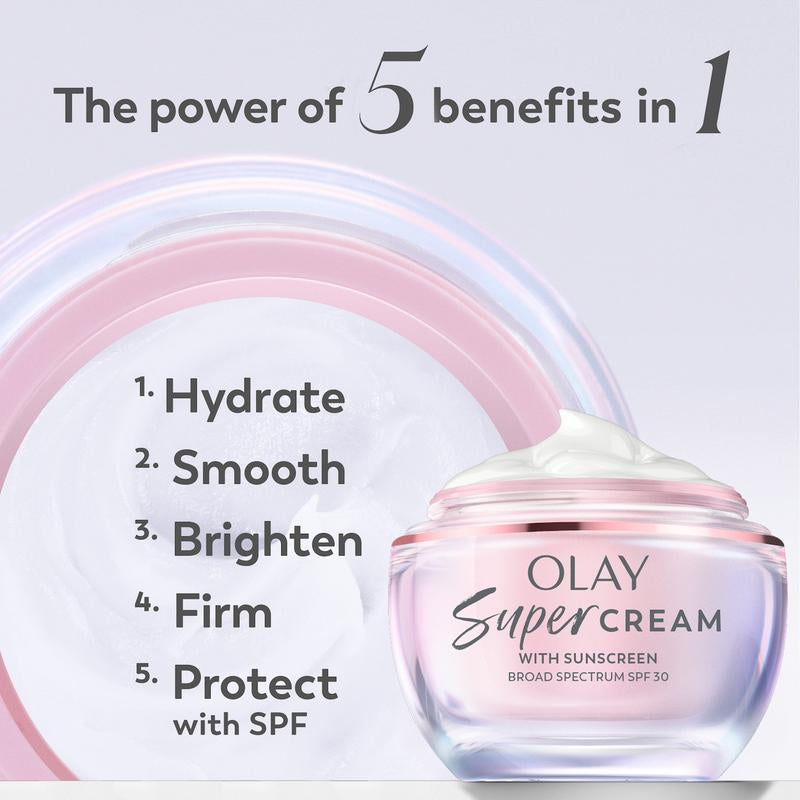 Olay Super Cream with Sunscreen SPF 30, Ultra Lightweight SPF Face Moisturizer 1.7 Oz