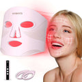 LED Light Therapy Mask, 4 Modes Portable with 2000Mah Rechargeable Remote, Blue, Amber, Infrared & Red Light Mask, 100 Leds, at Home