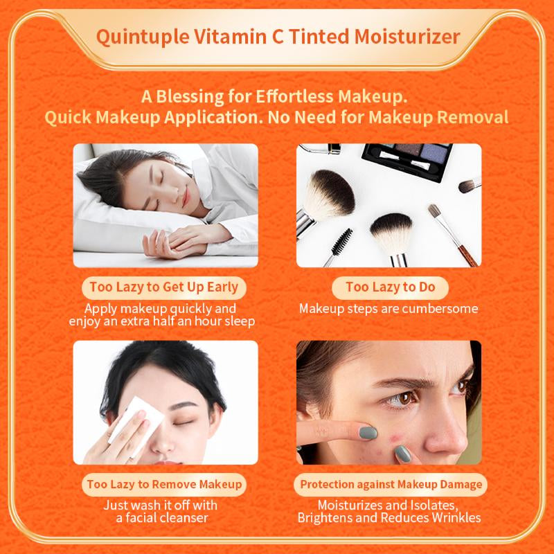 【Vc】5X Vitamin C Glow Tint Moisturizer 24H Hydration + Brightening + SPF Protection | ️ Anti-Aging + Lightweight Coverage，Clean Beauty, Multitasking Moisturizer, Vegan Skincare, Anti-Aging Cream Comfort Moisture Hydrate Hydrating Bb Gentle Moisturizing