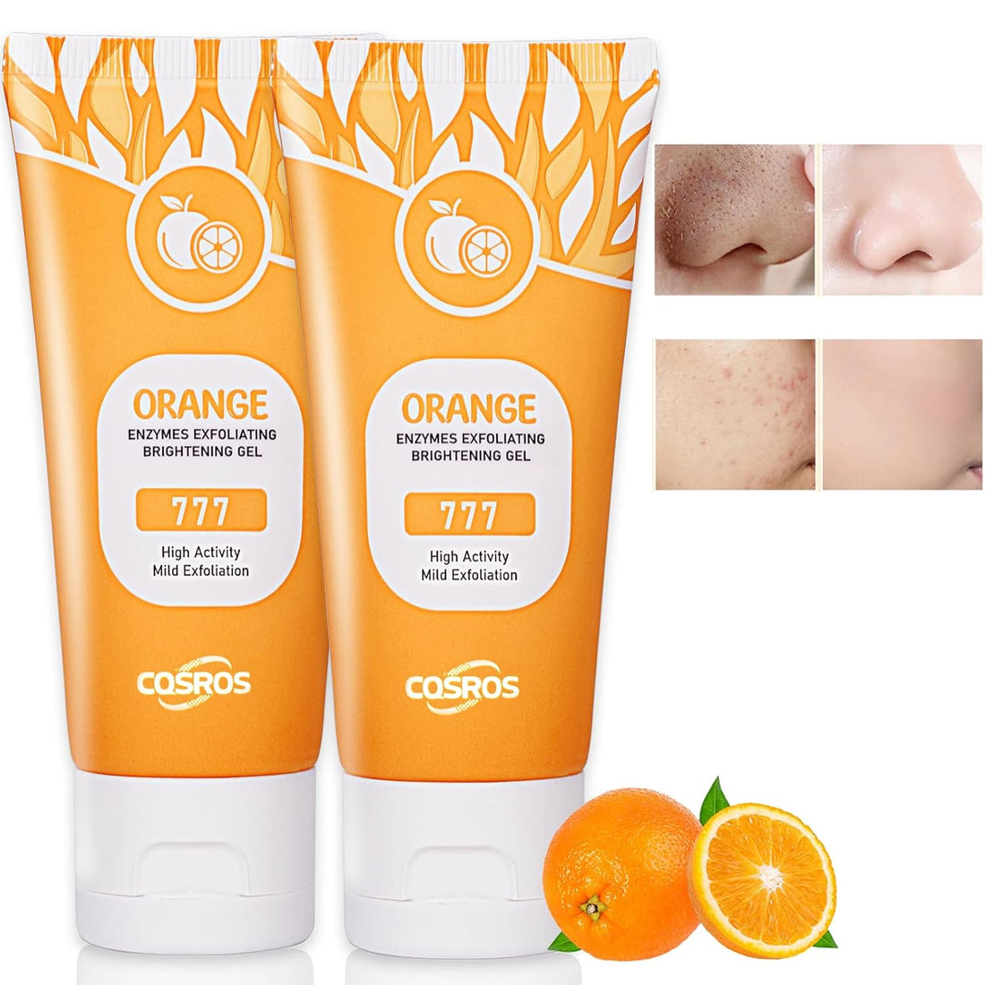 Orange Exfoliating Gel Scrub for Face and Body, Orange Peeling Gel, Deep Clean Pores, Remove Blackheads & Moisturize Skin for All Types Skin (2PCS)