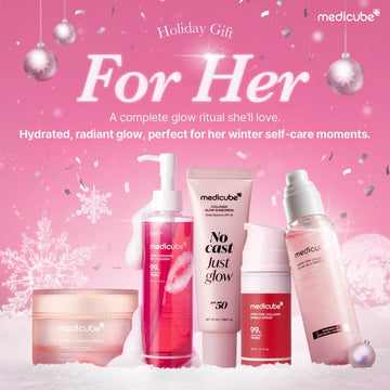[BFCM Exclusive] [Medicube] for Her: Just Glow Daily Routine Set | Complete Glow + Firming Skincare Set | Jelly-To-Foam Cleanser, PDRN Bubble Serum, Triple Collagen Cream, No Cast Sunscreen, Mist Serum | Radiance-Boosting Routine | K-Beauty