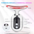 Firming Wrinkle Removal Device for Neck Face, Double Chin Reducer Machine with 45 +5℃ Heat & 3 Color Modes for Skin Care, Face Lift, Improve, Smooth and Tightening Skin, White