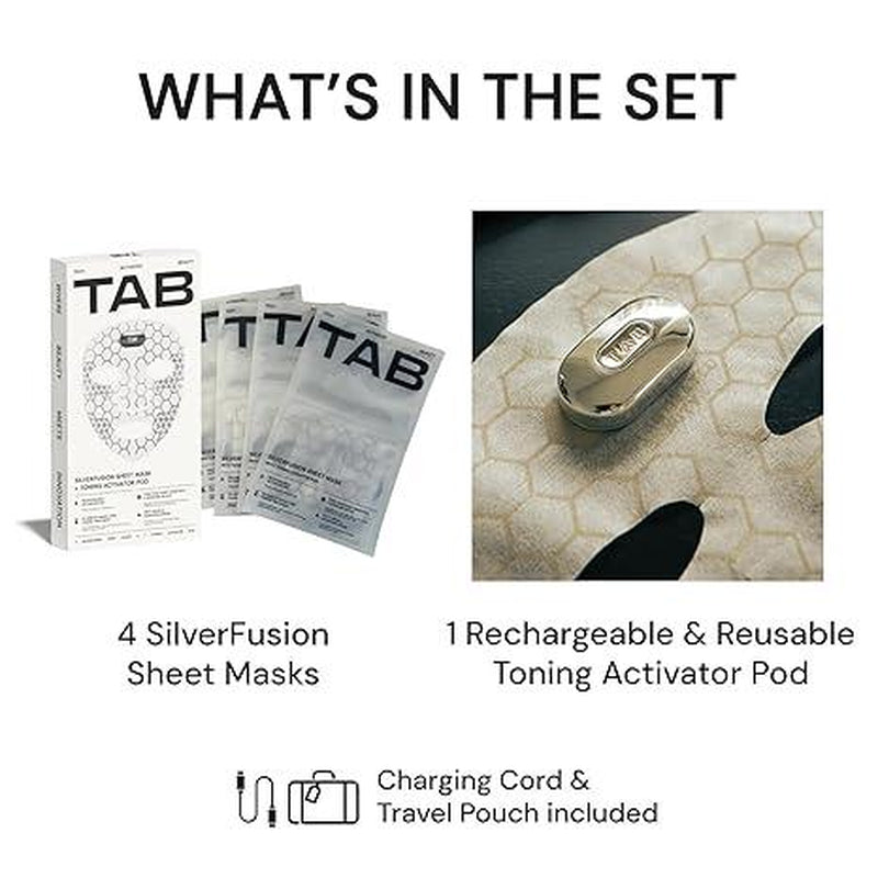 Tech Activated Beauty 4 Silverfusion Sheet Masks + Activator Pod - anti Aging Serum for Skin Renewal, Plumps Fine Lines, Hydrating Skincare