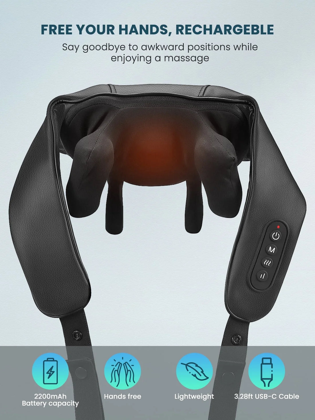 Cordless Neck Shoulder Massager with Soothing Heat, Upgarded 6D Deep Tissue Kneading, Shiatsu Back Massager Pillow for Neck, Traps, Back, Gifts for Men Women Mom Dad