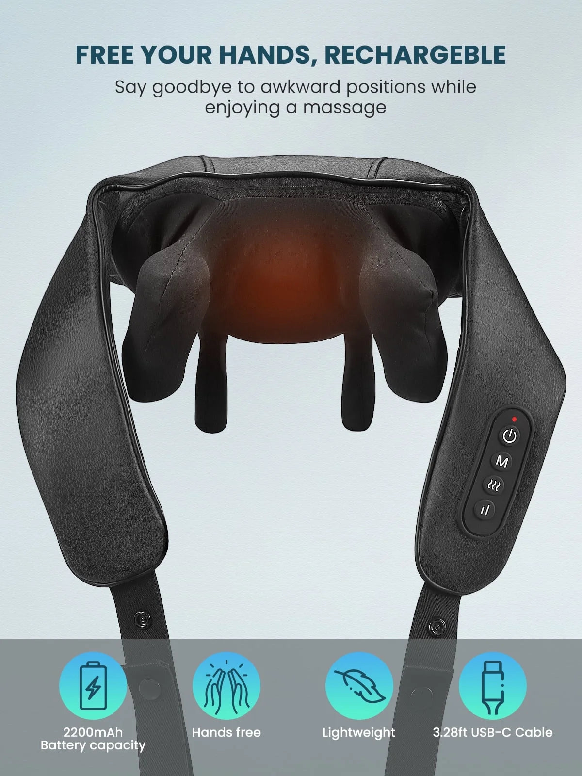 Cordless Neck Shoulder Massager with Soothing Heat, Upgarded 6D Deep Tissue Kneading, Shiatsu Back Massager Pillow for Neck, Traps, Back, Gifts for Men Women Mom Dad