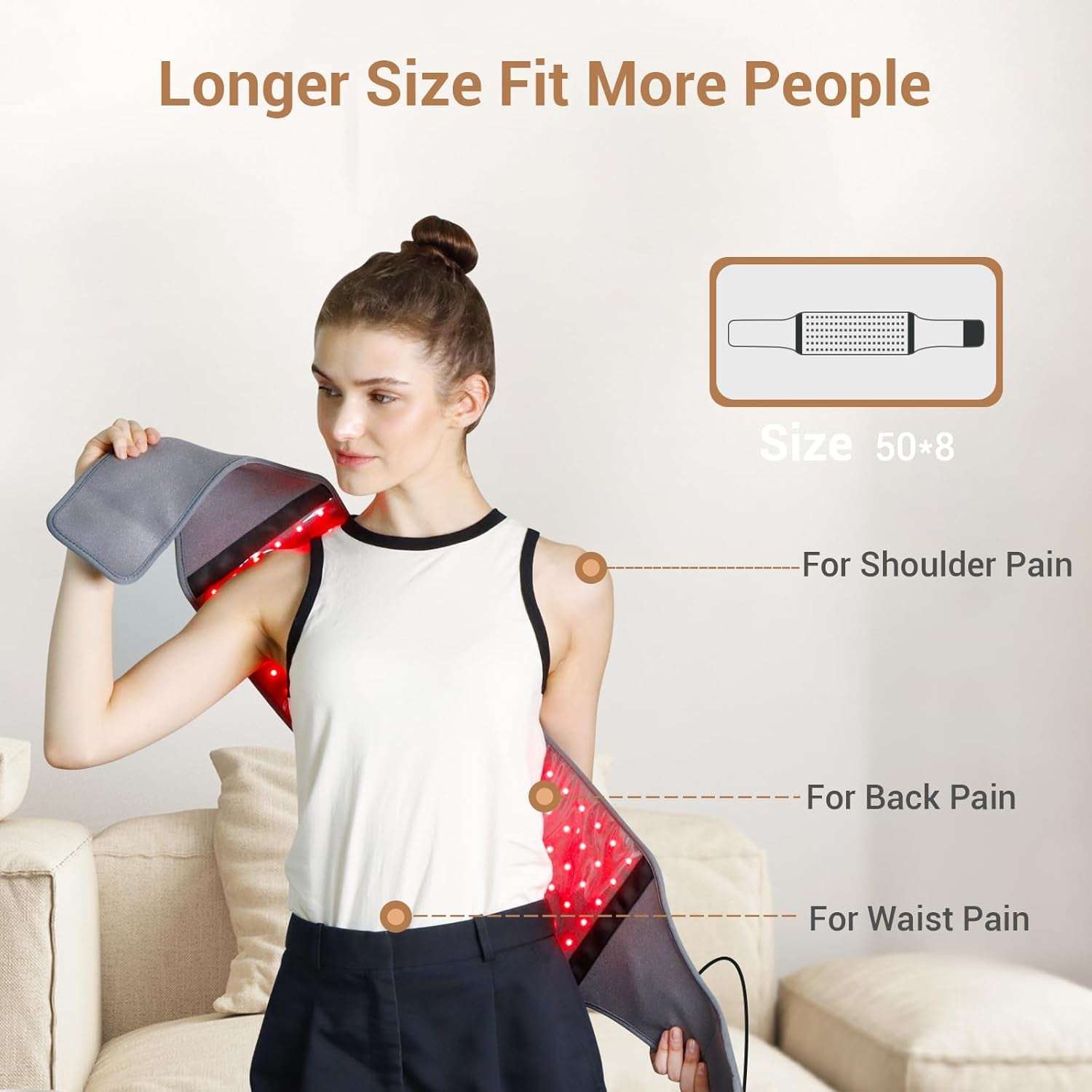 Red Light Therapy Belt with 126 Leds, Infrared Red Light Therapy for Body, 660Nm & 850Nm, 22W Light Wrap with Timer for Back Waist Belly Joint Muscle Pain Relief(Corded)