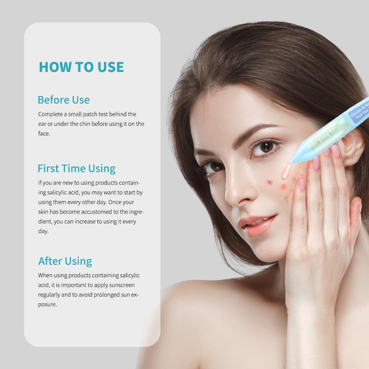 Salicylic Acid Serum for Face with Glycolic Acid, Azelaic Acid, Redness Relief, Hydrating & Smoothing Serum, anti Aging Facial Serum, 30 Ampoules