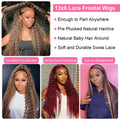 26 Inch 13X6 Highlight Ombre Deep Wave Lace Front Wigs Human Hair Pre Plucked #4/27 Colored Glueless Wigs Water Wave Honey Blonde Curly Lace Frontal Wigs Human Hair for Women