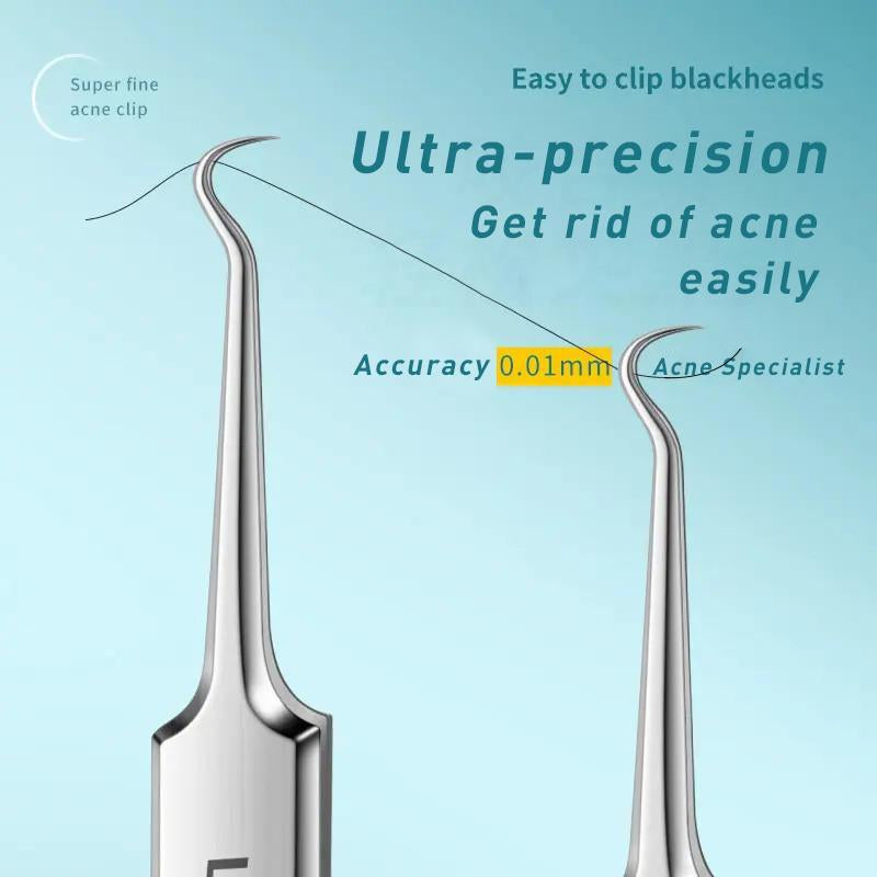 Acne Cleansing Tools 4-In-1 Blackhead & Pore Extractor Kit Gentle Face Care Tools for Smooth Clear Skin Ultra-Thin Flexible Stainless Steel Daily Use Safe for Sensitive Skin