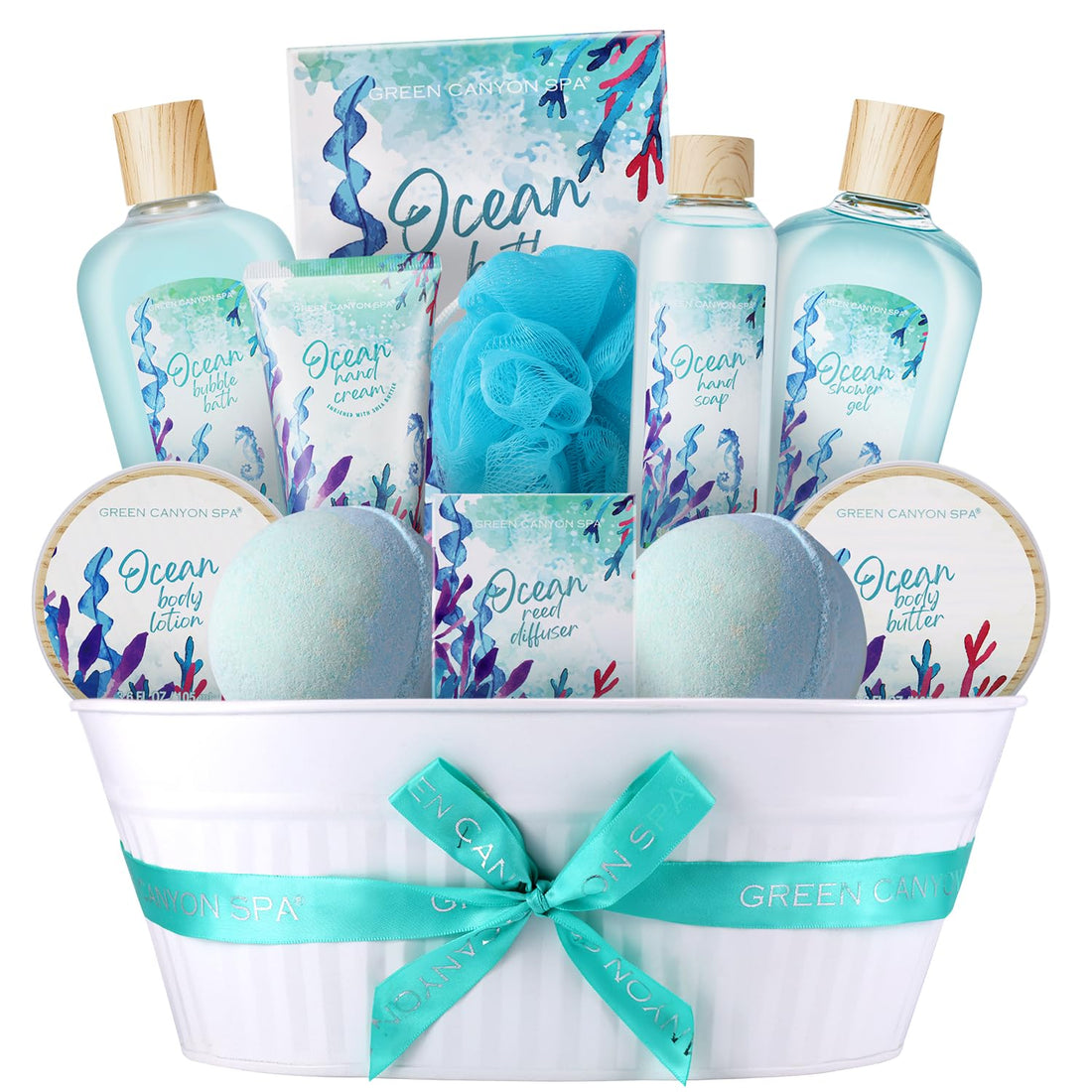 Gift Baskets for Women, Bath and Body Gift Set for Women, 12Pcs Ocean Spa Sets Includes Bubble Bath, Body Lotion,Mothers Day Gifts for Her,Spa Baskets