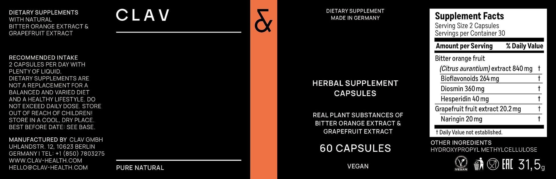 Citrus Bioflavonoids Vegan Flavonoids Supplements Made from Bitter Orange And